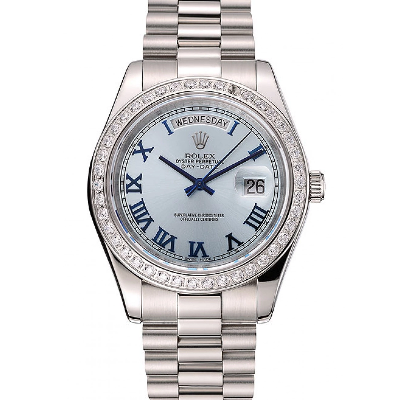 Aaa replica Swiss Dial Bracelet 1453962 Case Stainless Blue Steel Rolex Day-Date Diamond Ice 0819